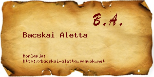 Bacskai Aletta névjegykártya